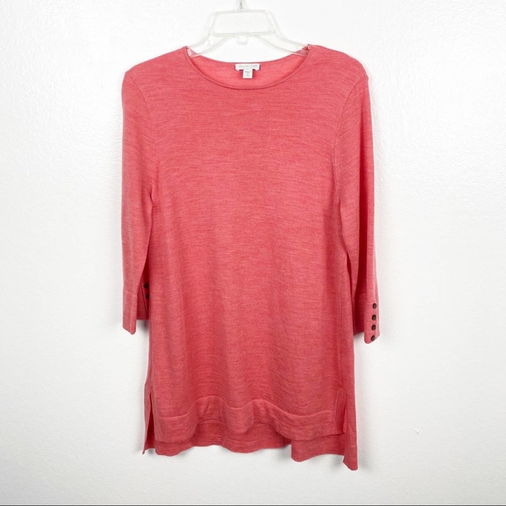 J. JILL Coral 100% Merino Wool Top 3/4 Sleeves Tunic Top Size XSP Casual Rustic